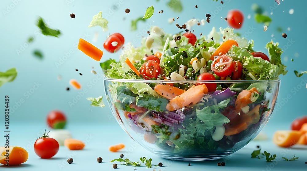 Vibrant fresh salad preparation a close-up on healthy eating Vibrant fresh salad preparation a close-up on healthy eating