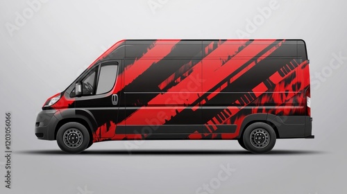 Wallpaper Mural Red black van design studio mockup, side view Torontodigital.ca
