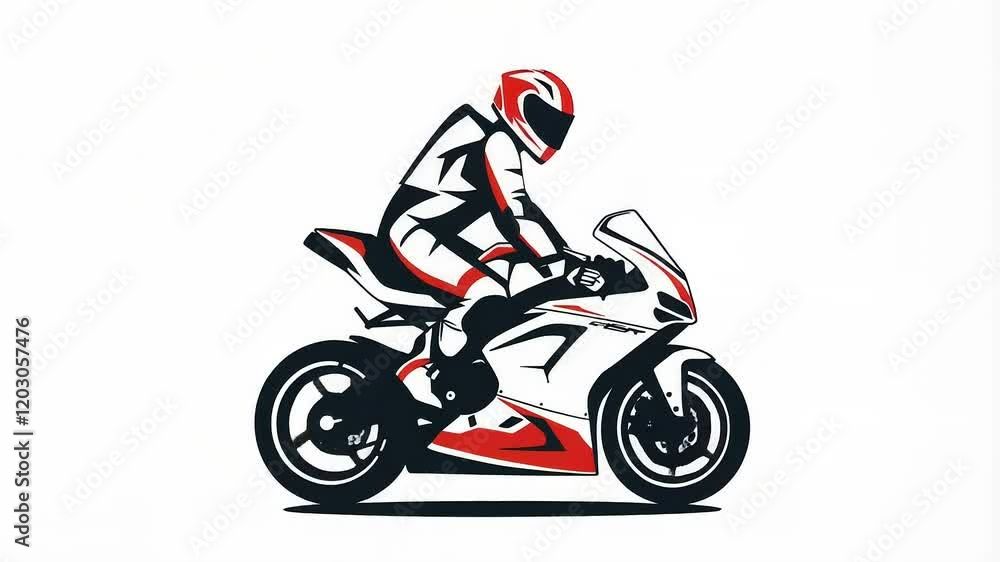 Animated Motorcycle Racer Clip - Speed and Action Stock Footage Animated Motorcycle Racer Clip - Speed and Action Stock Footage