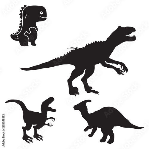 Dinosaur Silhouette, Dinosaur Vector Silhouette, Dinosaur cartoon Silhouette, Dinosaur illustration, Dinosaur icon Silhouette, Dinosaur Silhouette illustration