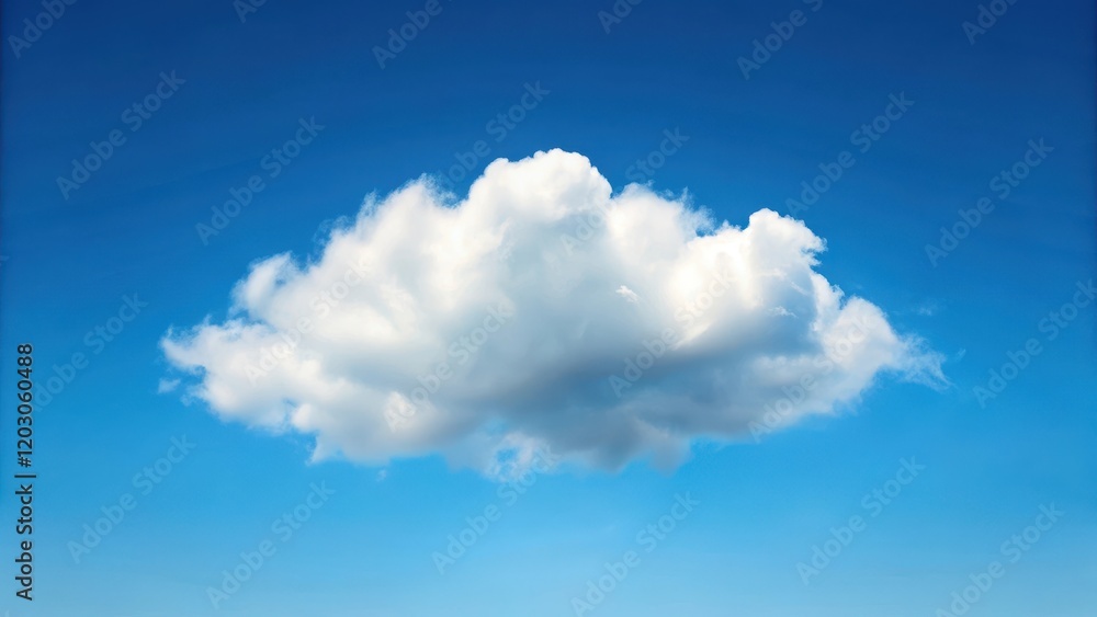Soft white cloud suspended in a clear blue summer sky with a few wispy strands drifting away Soft white cloud suspended in a clear blue summer sky with a few wispy strands drifting away