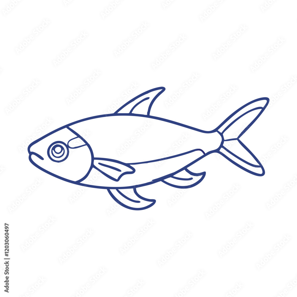 Minimalist blue fish outline vector, Vector illustration of a fish in a simple blue outline, featuring clean lines and minimal details, perfect for aquatic or marine designs.
Minimalist blue fish outline vector, Vector illustration of a fish in a simple blue outline, featuring clean lines and minimal details, perfect for aquatic or marine designs.