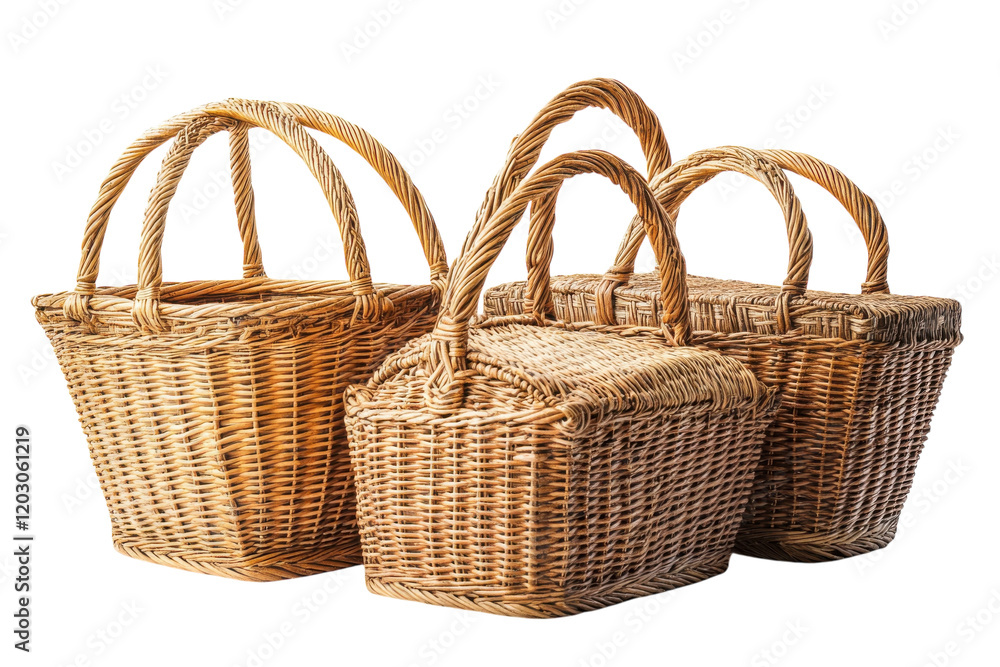 Woven baskets of various sizes showcasing craftsmanship and utility for storage in home decor and marketplaces Woven baskets of various sizes showcasing craftsmanship and utility for storage in home decor and marketplaces