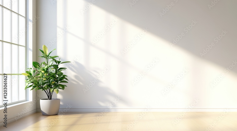 Bright room with plant and sunlight Bright room with plant and sunlight