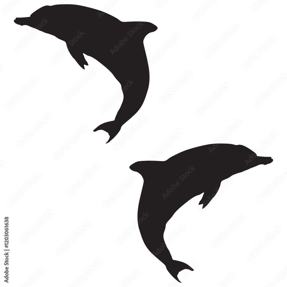 Fototapeta premium Dolphin Silhouette, Dolphin Vector Silhouette, Dolphin cartoon Silhouette, Dolphin illustration, Dolphin icon Silhouette, Dolphin Silhouette illustration