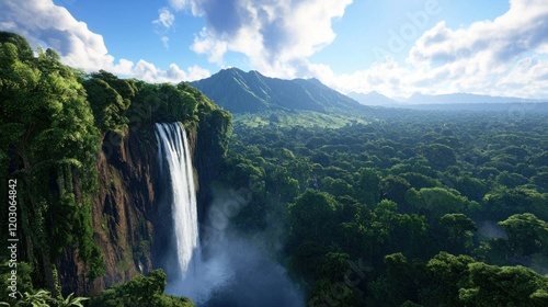 Lush Rainforest Waterfall