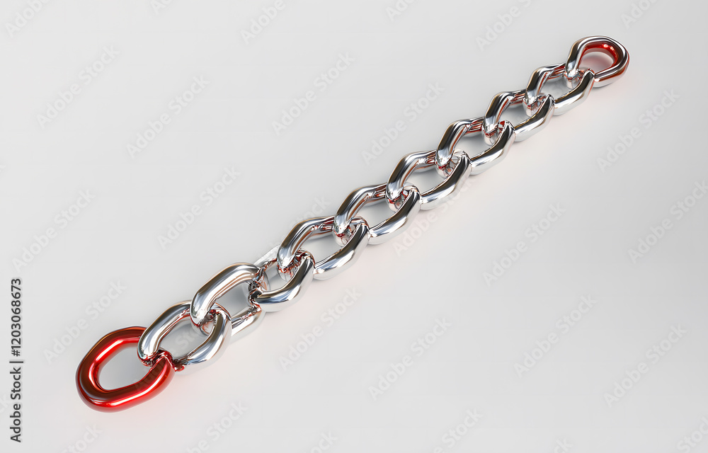 Metallic Chain with a Single Red Weak Link Metallic Chain with a Single Red Weak Link