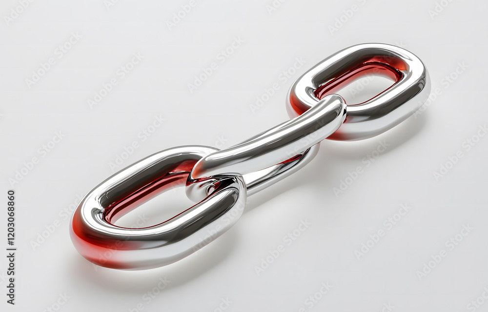 Obraz premium Metallic Chain with a Single Red Weak Link
