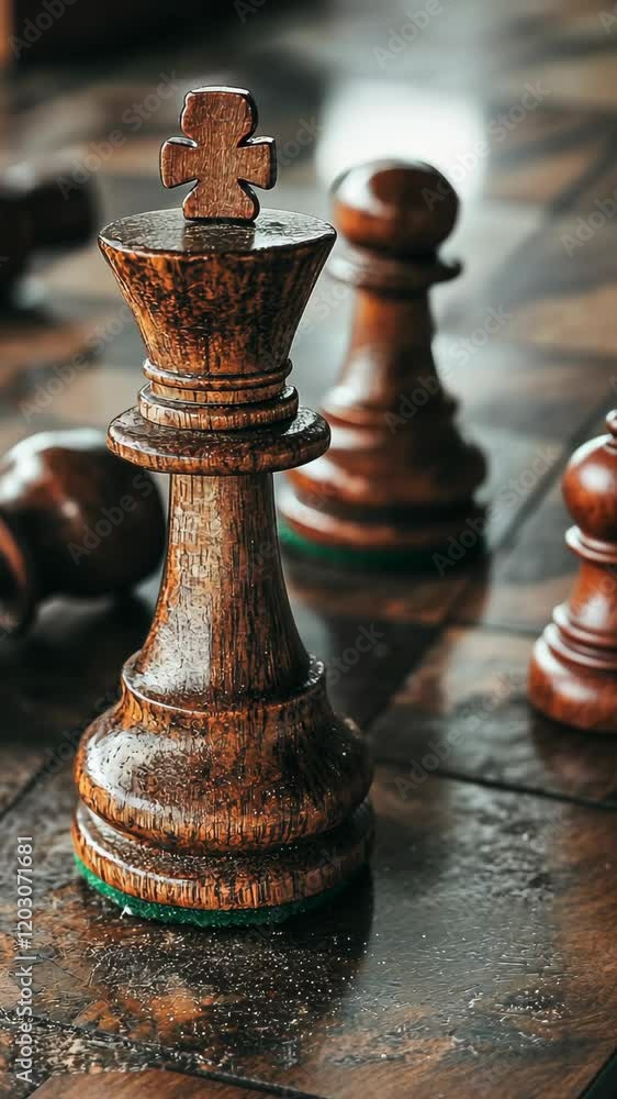 Chess pieces in a strategic mid-game position on a wooden board during a leisurely afternoon Chess pieces in a strategic mid-game position on a wooden board during a leisurely afternoon
