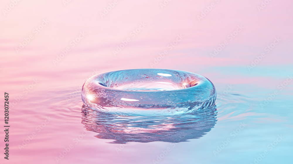 Abstract Glass Ring Floating on Water Abstract Glass Ring Floating on Water