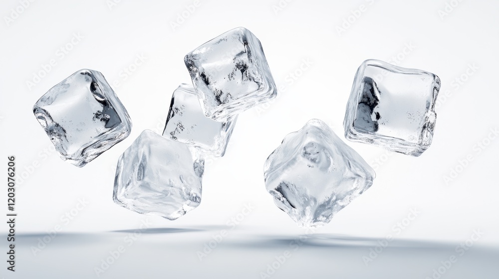 Floating ice cubes on white background Floating ice cubes on white background