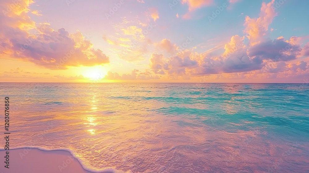 Fototapeta premium Ocean Sunset: Beach Serenity