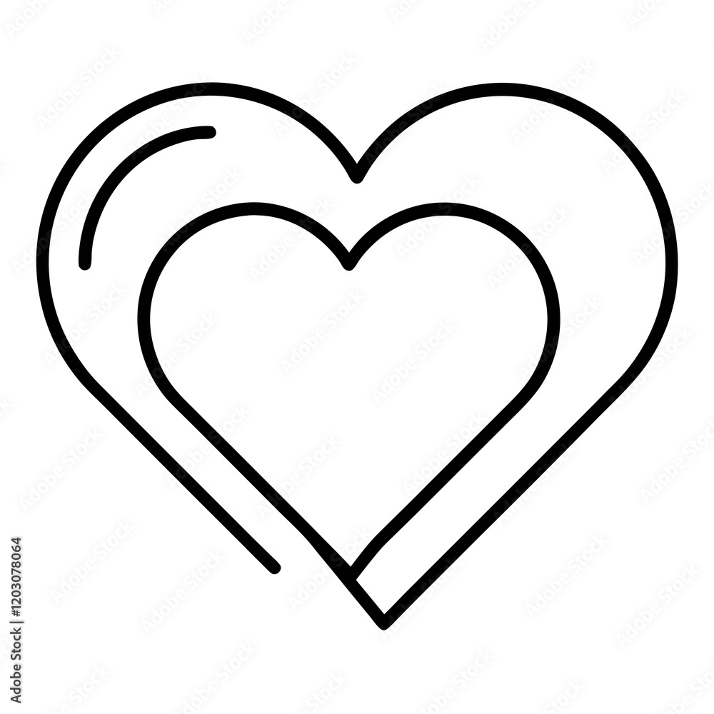 A heart with three lines. The heart is black and white A heart with three lines. The heart is black and white