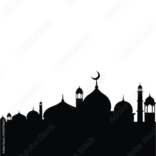 Silhouette of Mosque Against Serene Sunset Sky