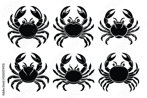 Crab silhouette icon set vector illustration design with white background photo