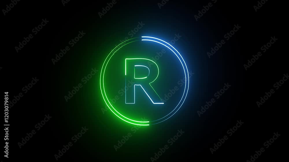 glowing neon letter sign all the video with blue light circular path r alphabet glowing neon letter sign all the video with blue light circular path r alphabet