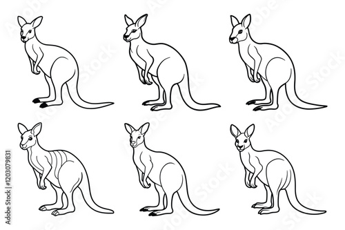 Vector of kangaroo line icon set. Kangaroo icon set vector illustration