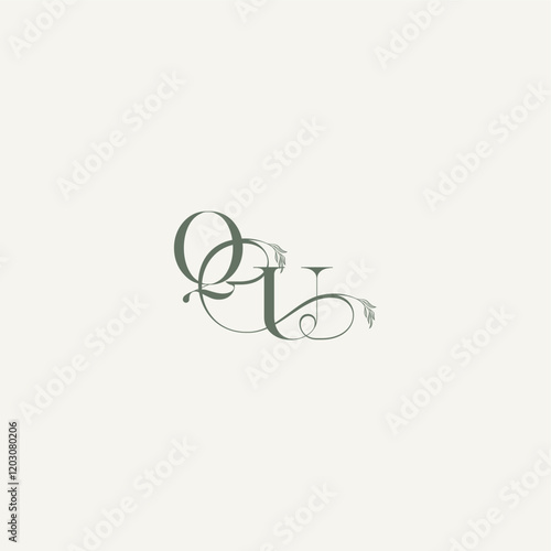 elegant and elegant logo UQ wedding concept monogram letter organic hairline logotype