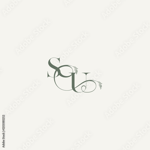 elegant and elegant logo US wedding concept monogram letter organic hairline logotype