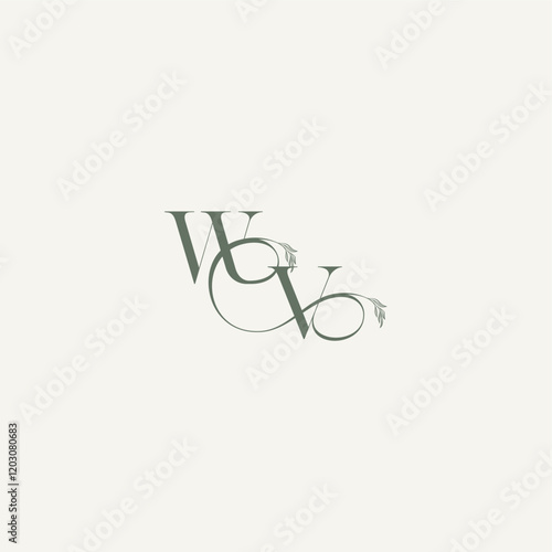 elegant and elegant logo VW wedding concept monogram letter organic hairline logotype