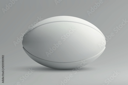 Minimalistic White Rugby Ball on Neutral Background