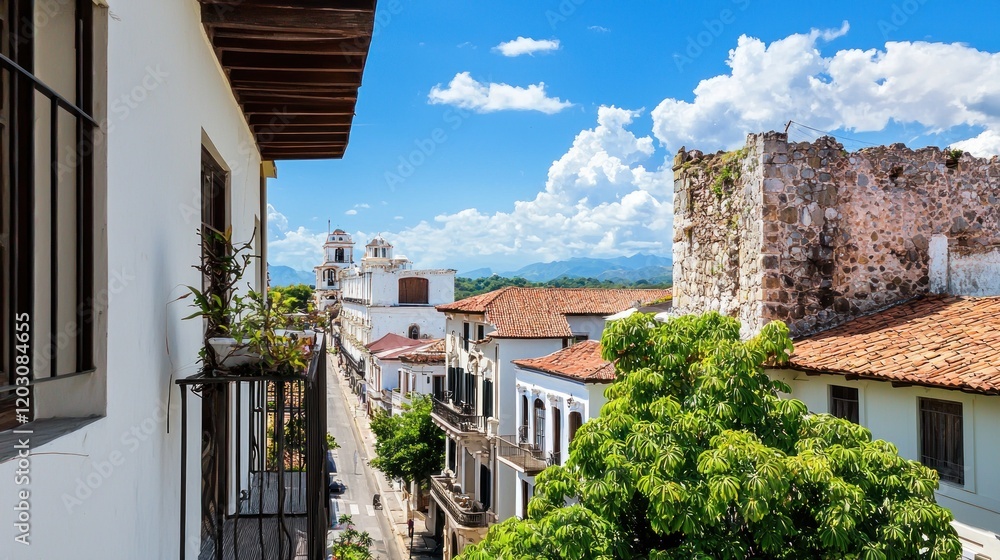 Fototapeta premium Charming streetscape with historic buildings