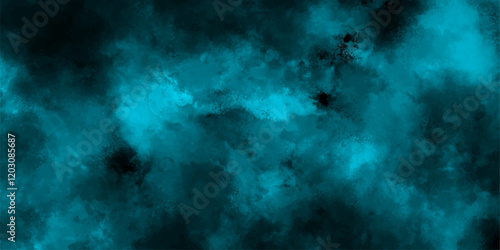 Moody Teal and Black Abstract Cloud Texture. Atmospheric Background for Artistic and Design. Watercolor sea green grunge abstract painting stylist charming modern texture.