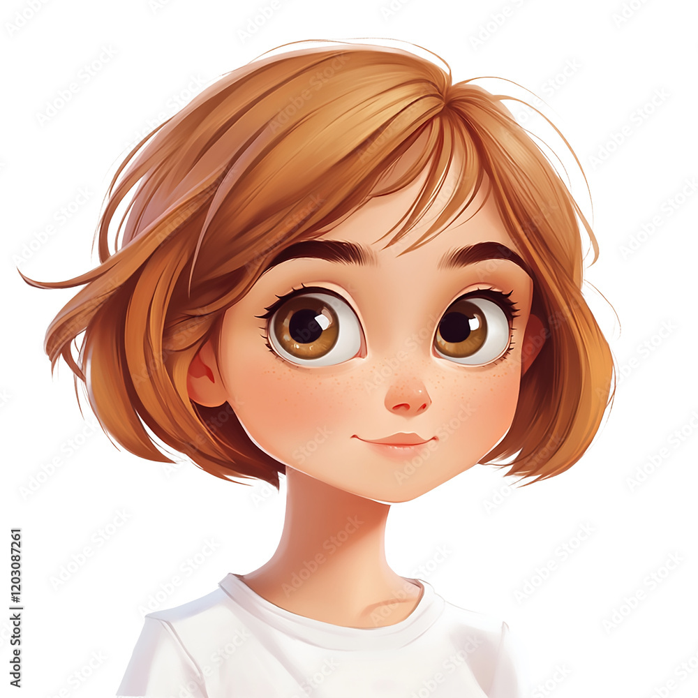 a nice girl with short light brown hair and large eyes cut out a nice girl with short light brown hair and large eyes cut out