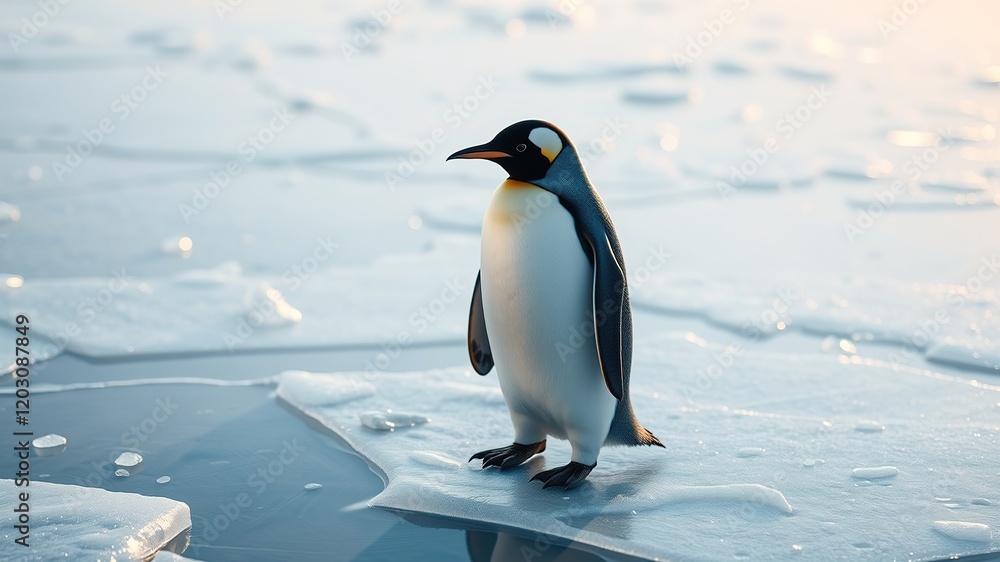 Naklejka premium Majestic Antarctic Penguin on Ice - Stunning AI Photo