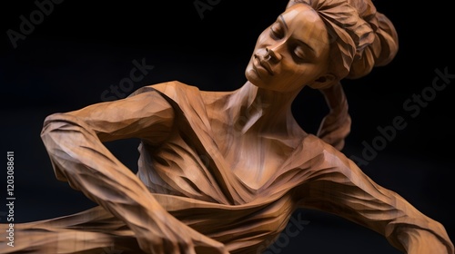 Wallpaper Mural Captivating Hand Carved Wooden Dancer Statue in Graceful Motion   A close up view of a beautifully crafted earthy and organic wooden sculpture depicting a dancer in fluid expressive movement Torontodigital.ca