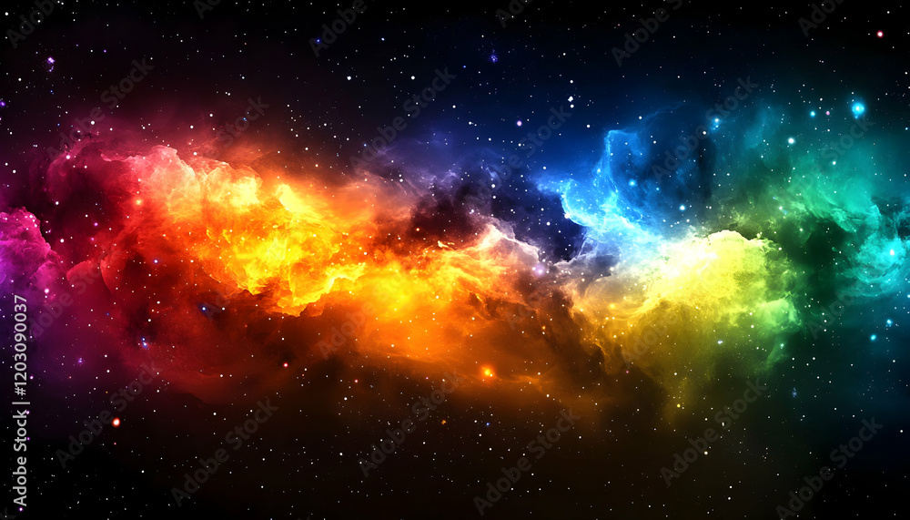 Fototapeta premium Cosmic Nebula Rainbow Space Background