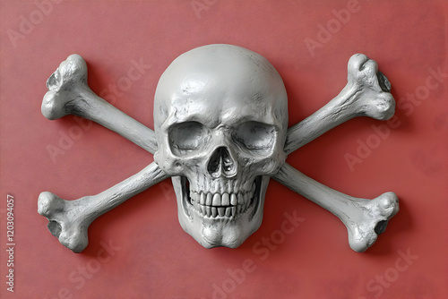 Skull, bones, red background, warning sign, danger photo