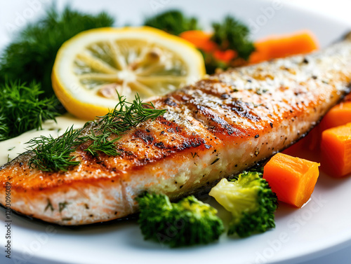 Grilled Trout with Lemon and Dill Sauce photo