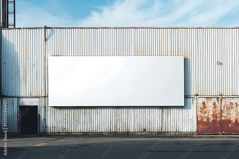 Obraz premium Blank billboard on rustic factory wall