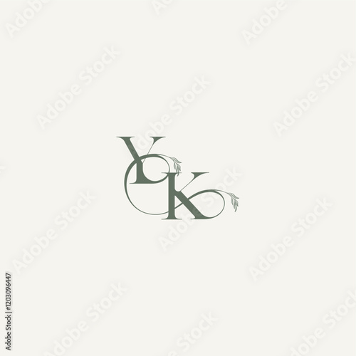 organic hairline logotype wedding concept monogram letter elegant and elegant logo KY