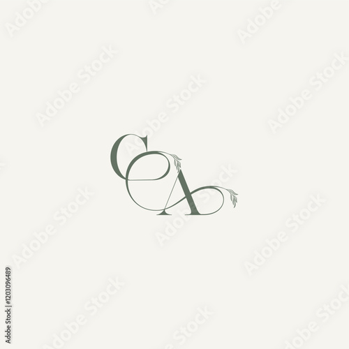 wedding concept monogram elegant and elegant logo AC organic hairline logotype letter