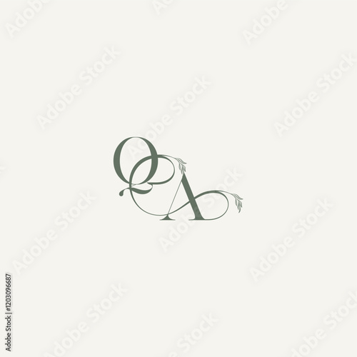 wedding concept monogram elegant and elegant logo AQ organic hairline logotype letter