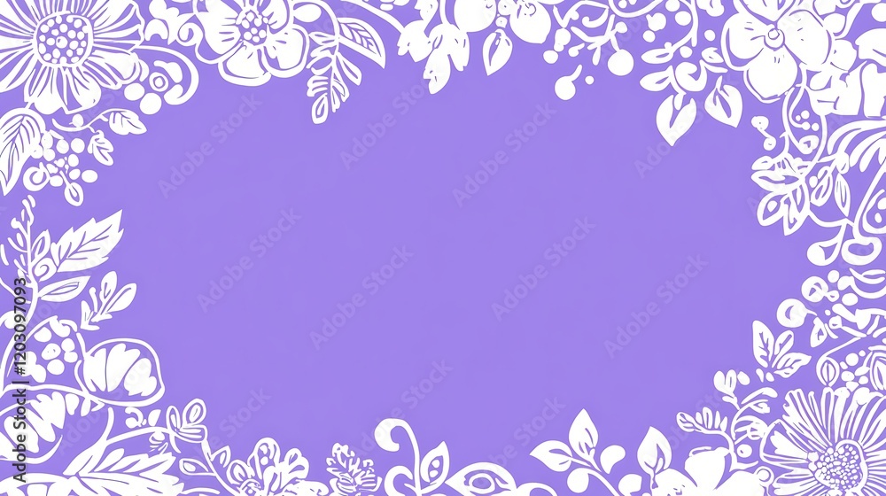 White Floral Border on Lavender Background Design White Floral Border on Lavender Background Design