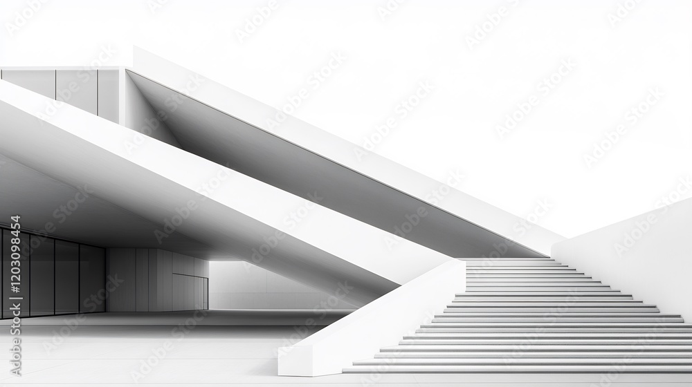 Obraz premium Modern architecture ascends dynamically sharp geometric lines minimalist design. AI Generated