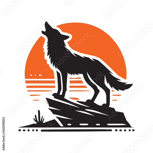 vector howling Coyote silhouette