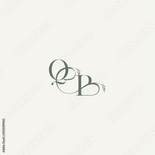 wedding concept monogram elegant and elegant logo BQ organic hairline logotype letter
