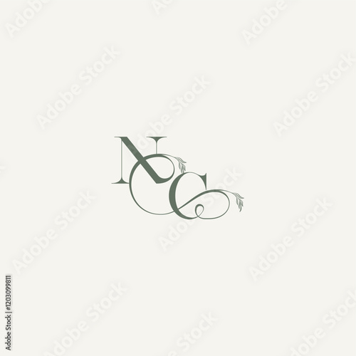 wedding concept monogram elegant and elegant logo CN organic hairline logotype letter