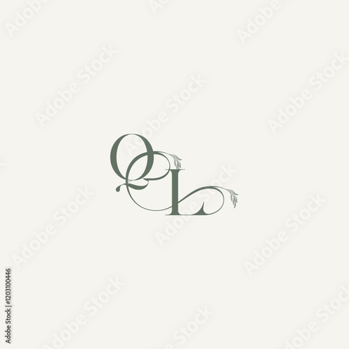 wedding concept monogram elegant and elegant logo LQ organic hairline logotype letter