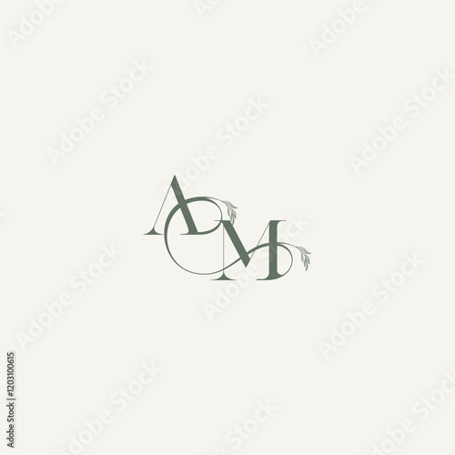 wedding concept monogram elegant and elegant logo MA organic hairline logotype letter