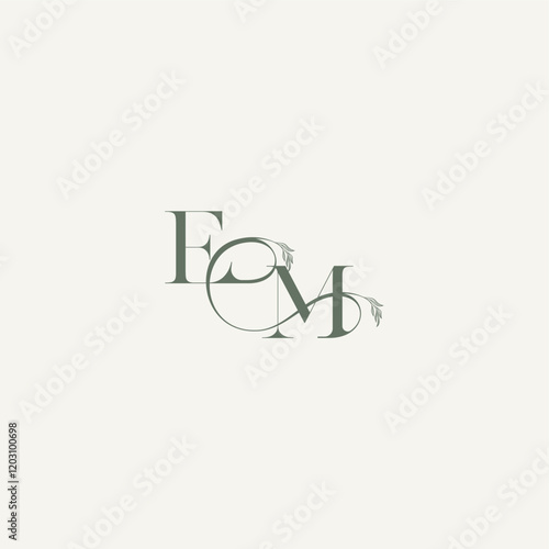 wedding concept monogram elegant and elegant logo ME organic hairline logotype letter