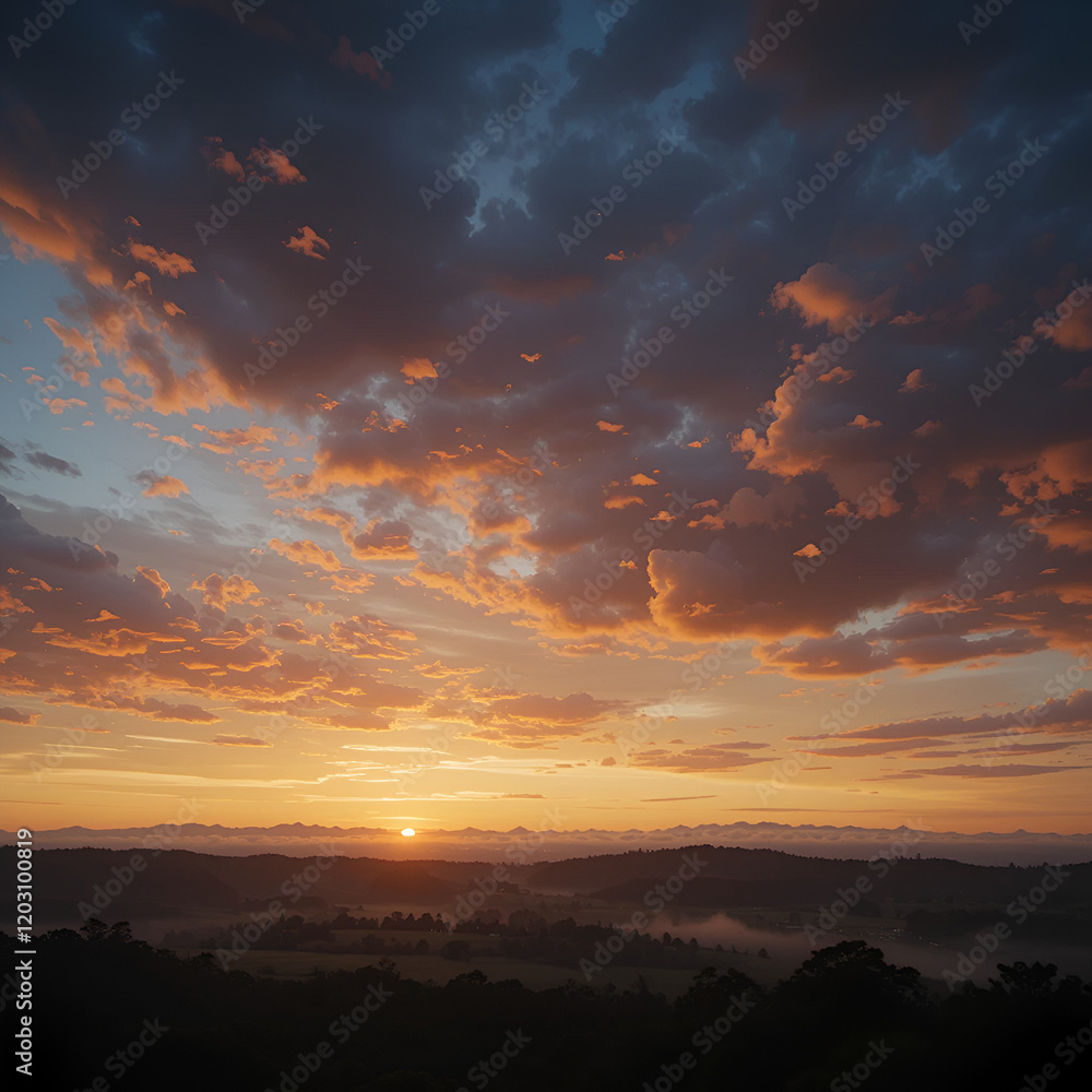 Fototapeta premium Scenic view of dramatic sky during sunset