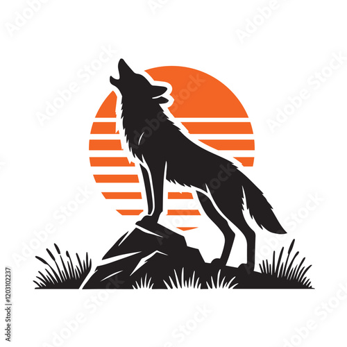 vector howling Coyote silhouette