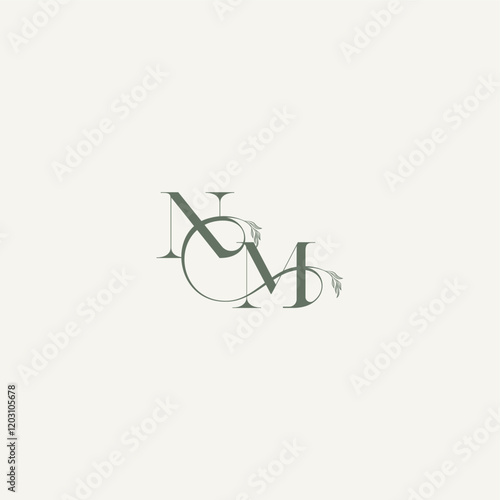 wedding concept monogram elegant and elegant logo MN organic hairline logotype letter