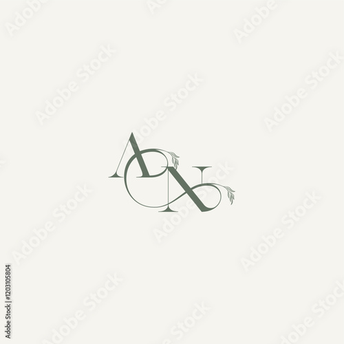 wedding concept monogram elegant and elegant logo NA organic hairline logotype letter