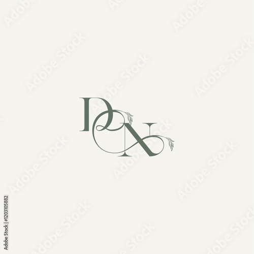 wedding concept monogram elegant and elegant logo ND organic hairline logotype letter
